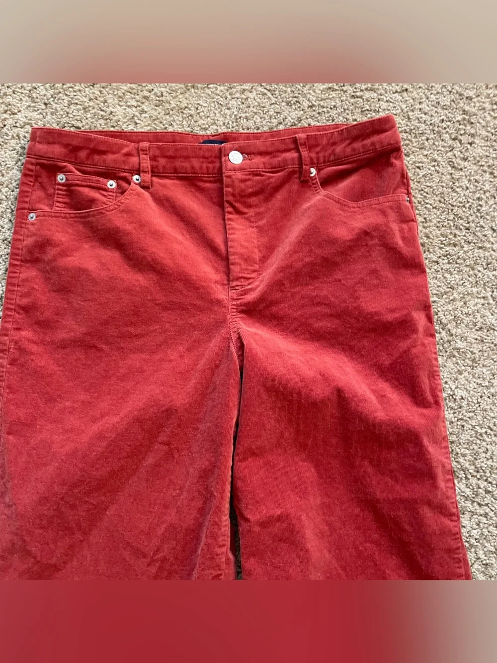 J. Crew women’s red orange corduroy pants retro dopamine indie 31p